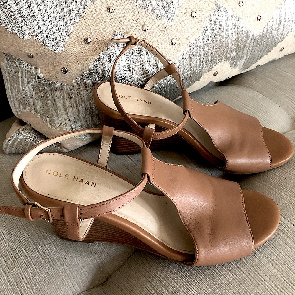 Cole Haan wedge leather sandals- size 7 1/2